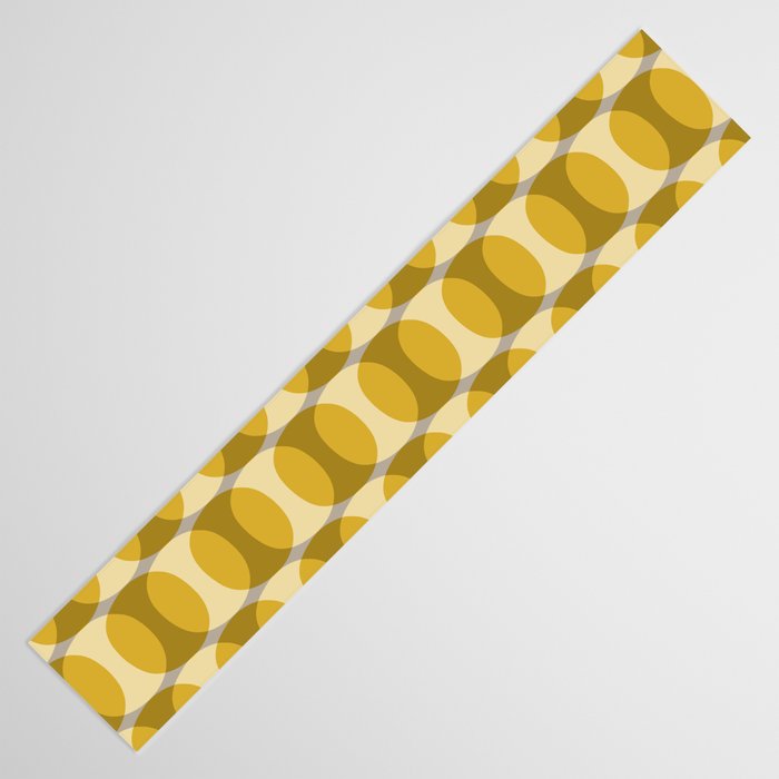 Mid Century Modern Abstract Geometric Spheramod Dot Pattern in Mustard and Gray Table Runner Gallery Image 3