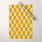 Mid Century Modern Abstract Geometric Spheramod Dot Pattern in Mustard and Gray Wrapping Paper Gallery Image 1