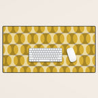 Mid Century Modern Abstract Geometric Spheramod Dot Pattern in Mustard and Gray Desk Mat Gallery Image 1