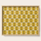 Mid Century Modern Abstract Geometric Spheramod Dot Pattern in Mustard and Gray Serving Tray Gallery Image 1
