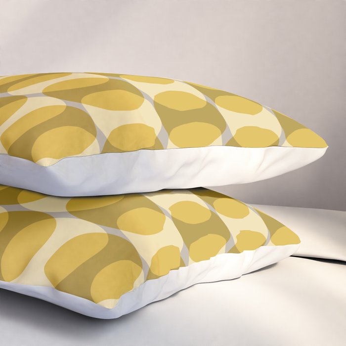 Mid Century Modern Abstract Geometric Spheramod Dot Pattern in Mustard and Gray Pillow Sham Gallery Image 3