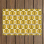 Mid Century Modern Abstract Geometric Spheramod Dot Pattern in Mustard and Gray Outdoor Rug Gallery Image 1