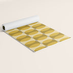 Mid Century Modern Abstract Geometric Spheramod Dot Pattern in Mustard and Gray Yoga Mat Gallery Image 2