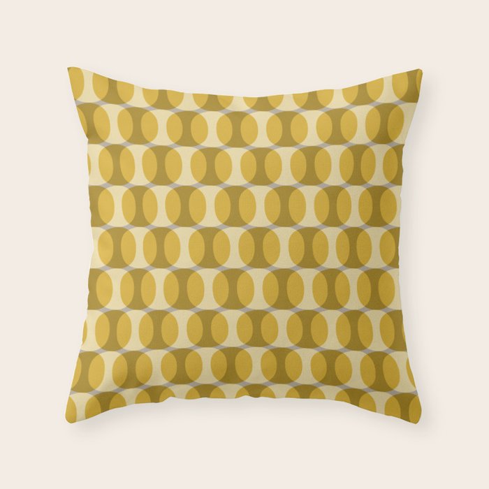 Mid Century Modern Abstract Geometric Spheramod Dot Pattern in Mustard and Gray Throw Pillow Gallery Image 6