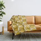 Mid Century Modern Abstract Geometric Spheramod Dot Pattern in Mustard and Gray Throw Blanket Gallery Image 1