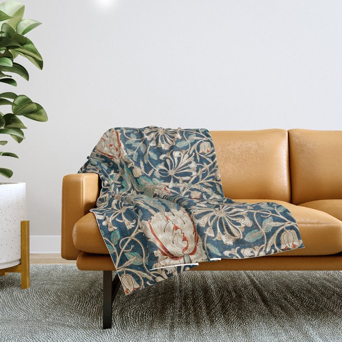 Honeysuckle by William Morris Throw Blanket Gallery Image 1