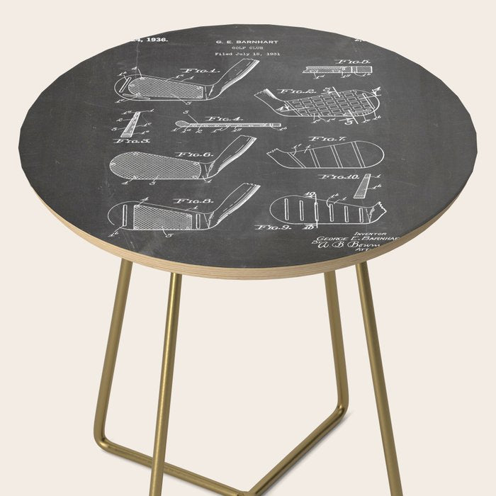 Golf Clubs Patent - Golfing Art - Black Chalkboard Side Table Gallery Image 2