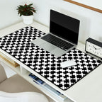 Black and white puzzle piece shape pattern Desk Mat Gallery Image 2