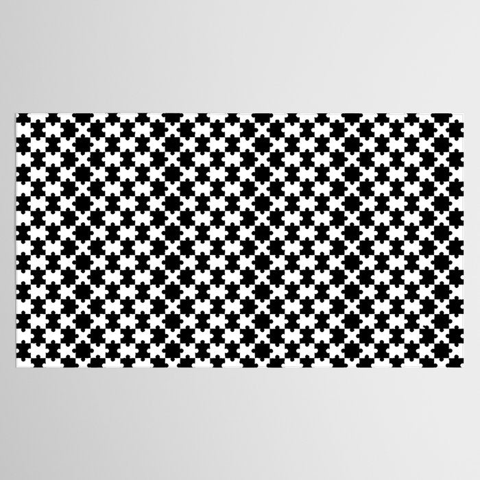 Black and white puzzle piece shape pattern Tablecloth Gallery Image 2