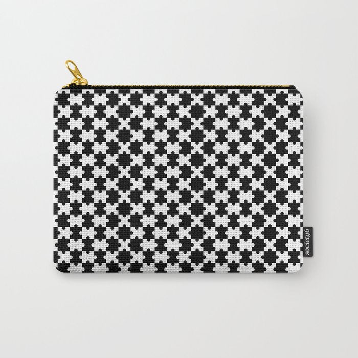 Black and white puzzle piece shape pattern Carry All Pouch Gallery Image 1