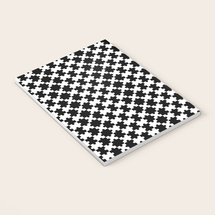 Black and white puzzle piece shape pattern Notebook Gallery Image 3