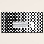 Black and white puzzle piece shape pattern Desk Mat Gallery Image 1