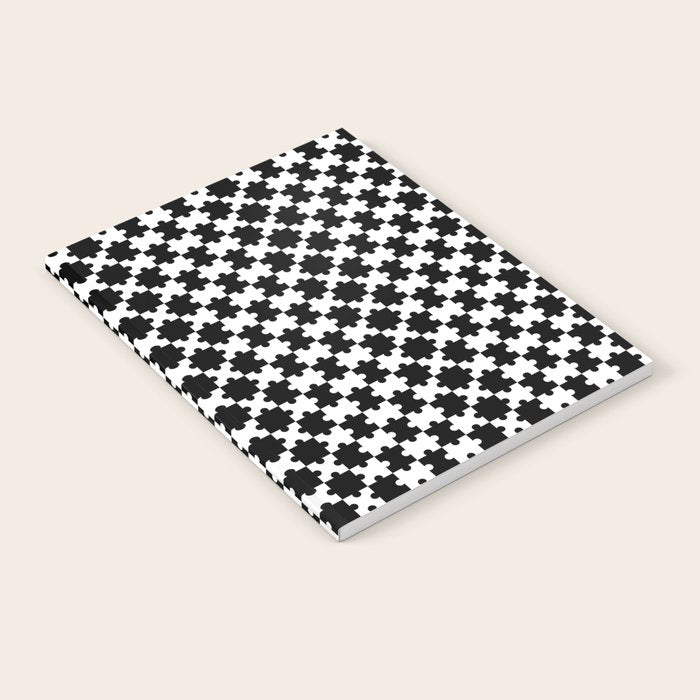 Black and white puzzle piece shape pattern Notebook Gallery Image 1