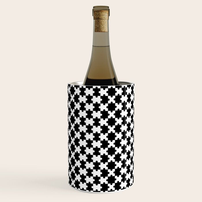 Black and white puzzle piece shape pattern Wine Chiller Gallery Image 1