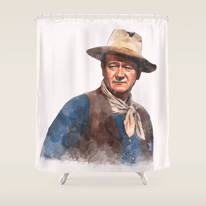 John Wayne - The Duke - Watercolor Shower Curtain Gallery Image 1