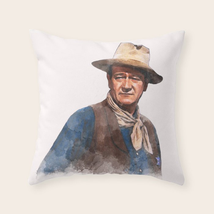 John Wayne - The Duke - Watercolor Throw Pillow Gallery Image 6