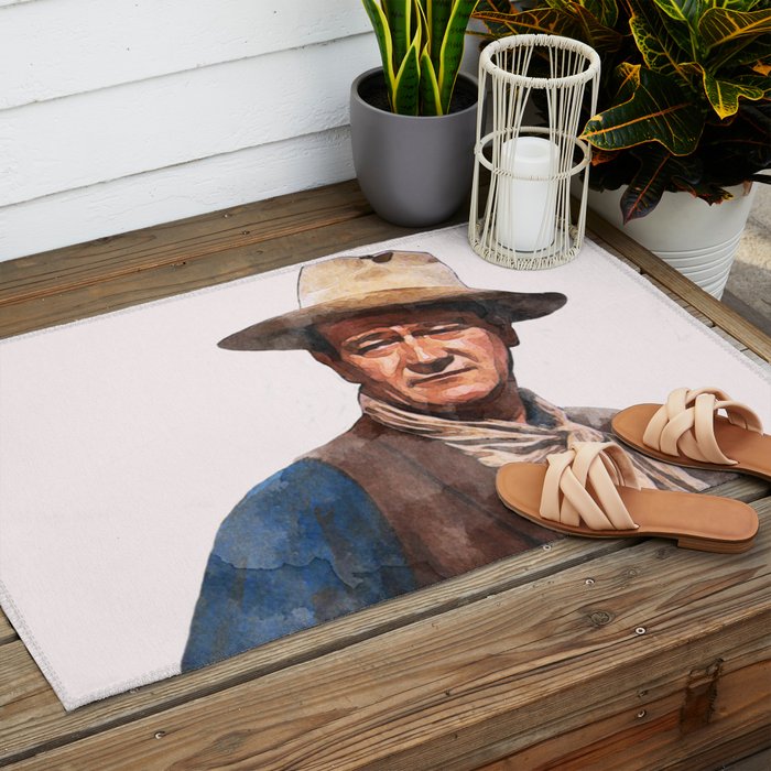 John Wayne - The Duke - Watercolor Outdoor Rug Gallery Image 2