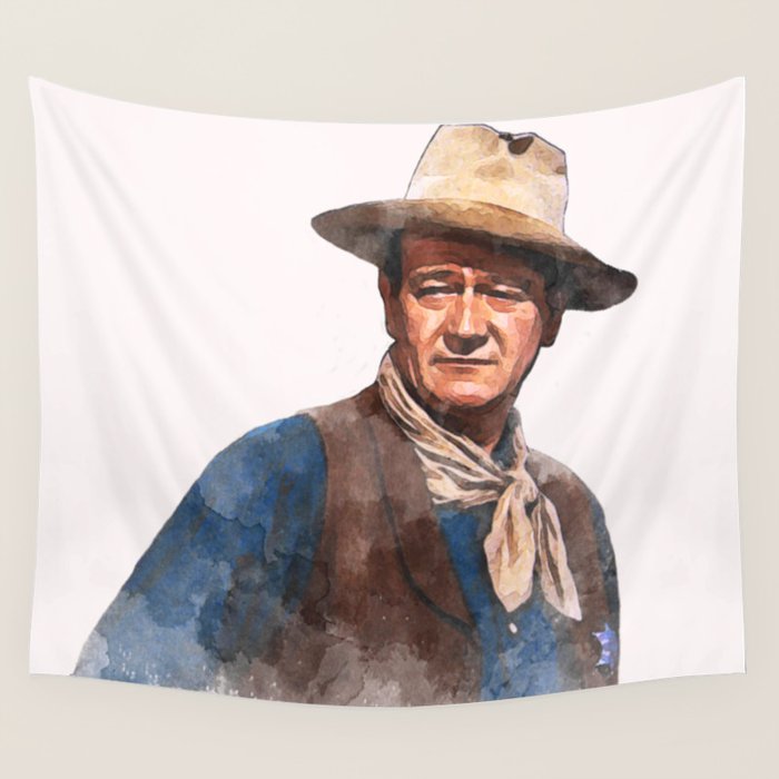 John Wayne - The Duke - Watercolor Wall Tapestry Gallery Image 4
