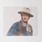 John Wayne - The Duke - Watercolor Throw Blanket Gallery Image 2