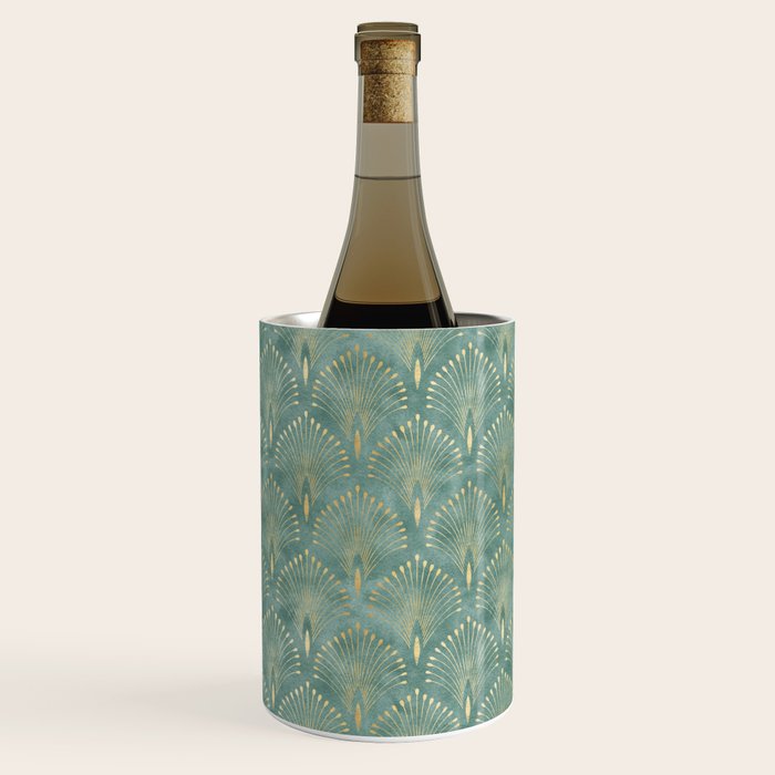 Art Deco, Decorative Leaf Pattern Wine Chiller Gallery Image 3
