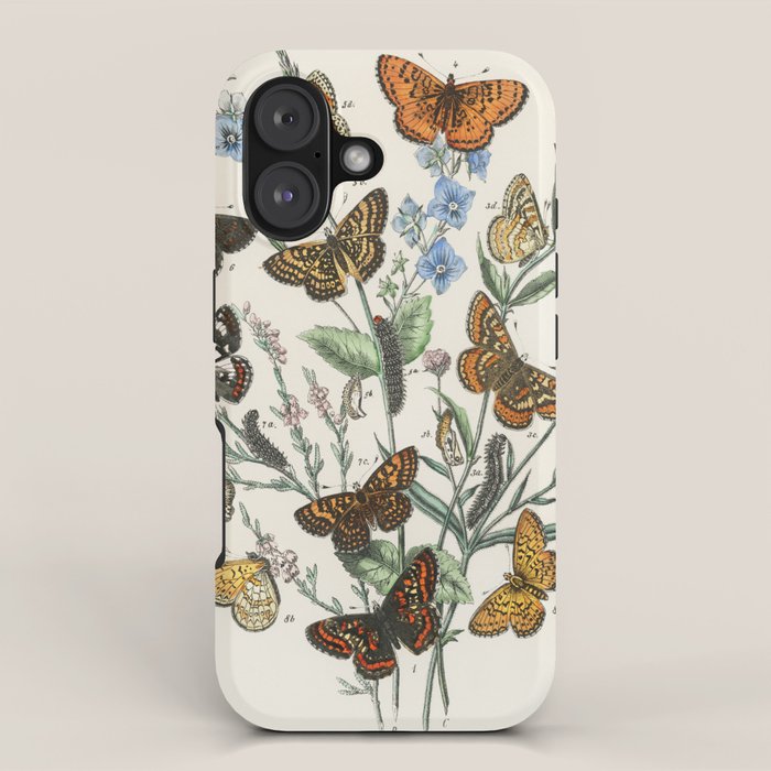 Vintage Scientific Illustration Butterfly Botanical Floral Lithograph Encyclopaedia Diagrams  iPhone Case Gallery Image 1