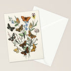 Vintage Scientific Illustration Butterfly Botanical Floral Lithograph Encyclopaedia Diagrams  Stationery Card Gallery Image 2