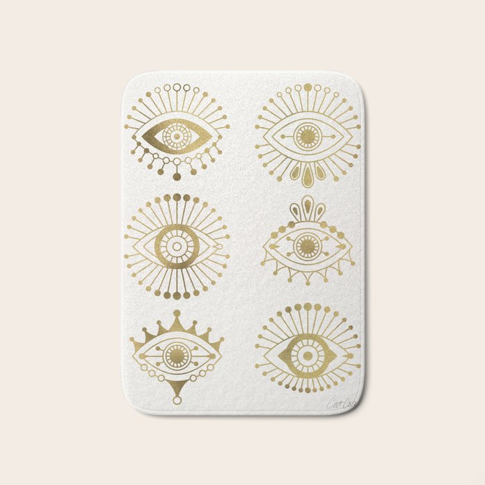 Evil Eyes - Gold Palette Bath Mat Gallery Image 1
