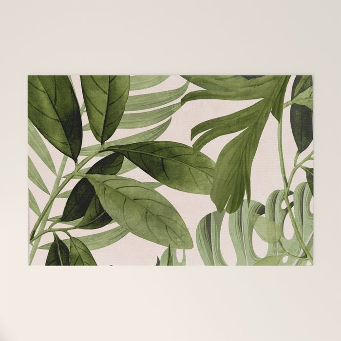 Abstract Art Tropical Leaves 100 Welcome Mat Gallery Image 1