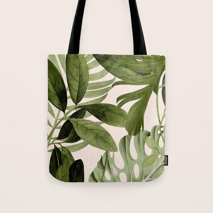 Abstract Art Tropical Leaves 100 Tote Bag Gallery Image 1
