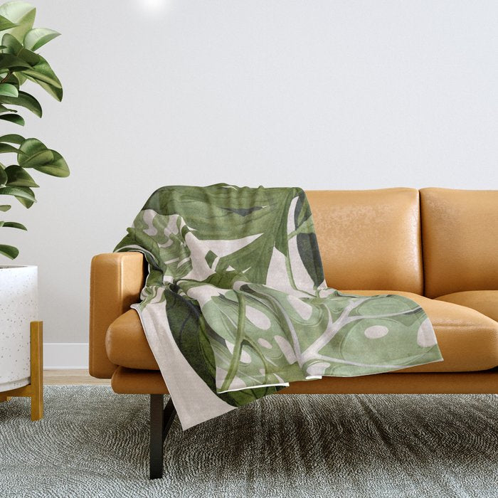 Abstract Art Tropical Leaves 100 Throw Blanket Gallery Image 1