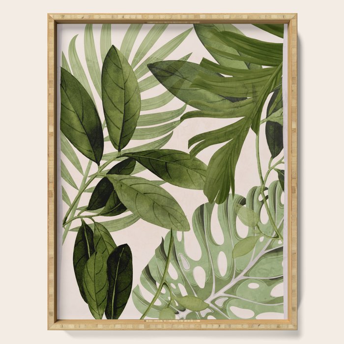 Abstract Art Tropical Leaves 100 Serving Tray Gallery Image 1