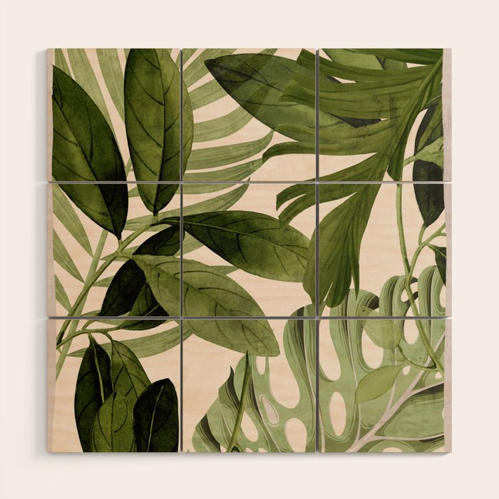 Abstract Art Tropical Leaves 100 Wood Wall Art Gallery Image 1