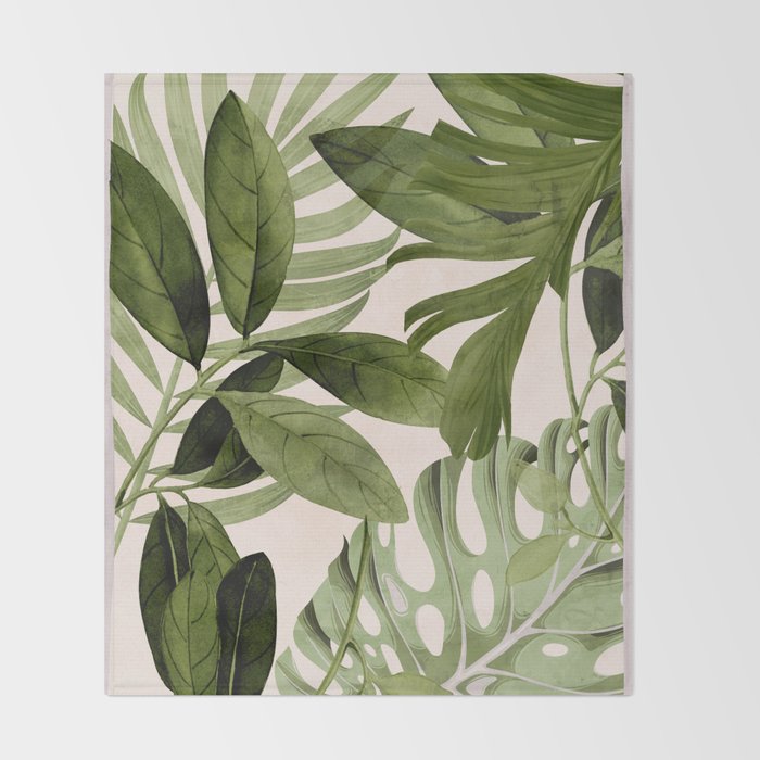 Abstract Art Tropical Leaves 100 Throw Blanket Gallery Image 2