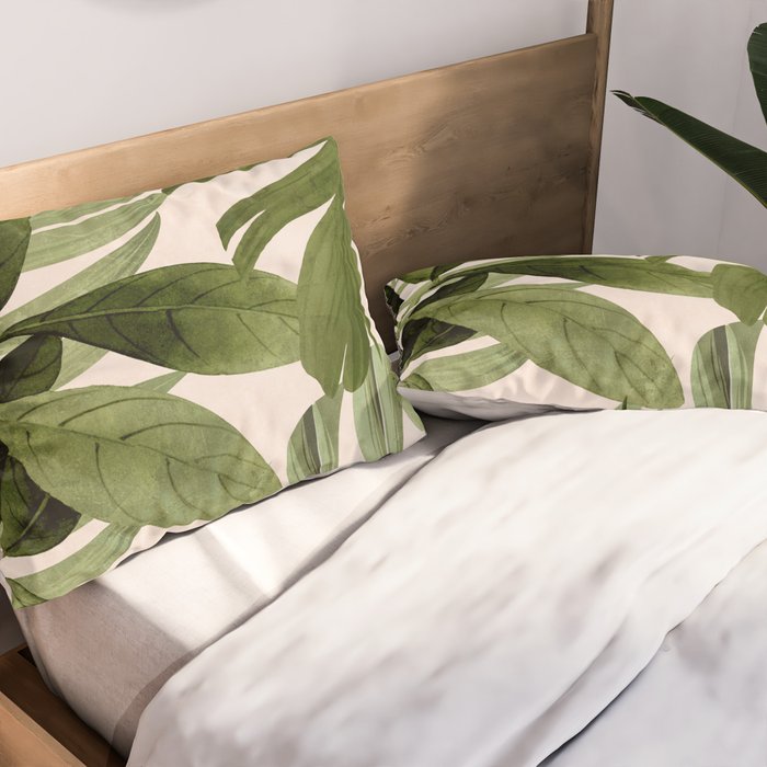 Abstract Art Tropical Leaves 100 Pillow Sham Gallery Image 2