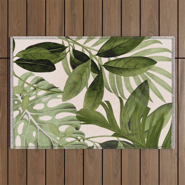 Abstract Art Tropical Leaves 100 Outdoor Rug Gallery Image 1