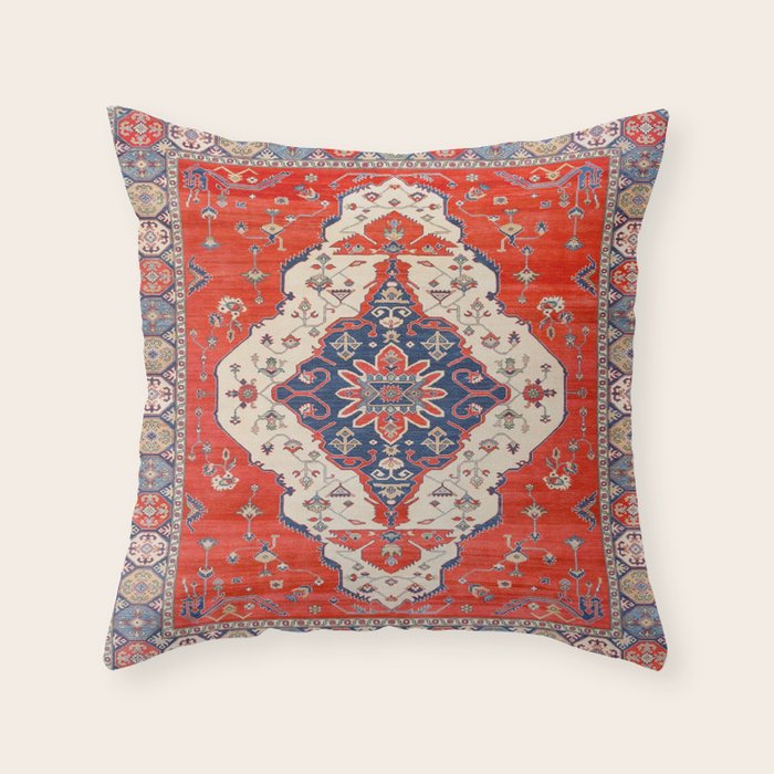 North And South Vine Red Medallion Kazak Persian Rug Throw Pillow Gallery Image 1