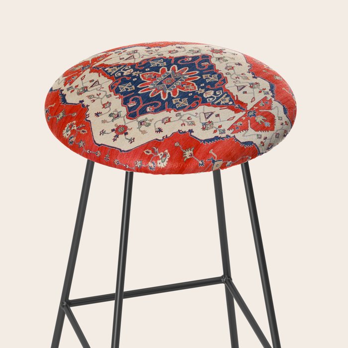 North And South Vine Red Medallion Kazak Persian Rug Stool Gallery Image 2