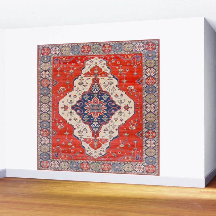 North And South Vine Red Medallion Kazak Persian Rug Wall Mural Gallery Image 2