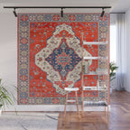 North And South Vine Red Medallion Kazak Persian Rug Wall Mural Gallery Image 1