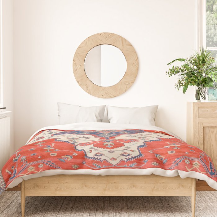 North And South Vine Red Medallion Kazak Persian Rug Duvet Cover Gallery Image 3