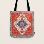 North And South Vine Red Medallion Kazak Persian Rug Tote Bag Gallery Image 1