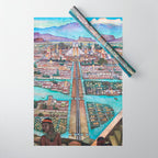 Mural of the Aztec city of Tenochtitlan by Diego Rivera Wrapping Paper Gallery Image 1