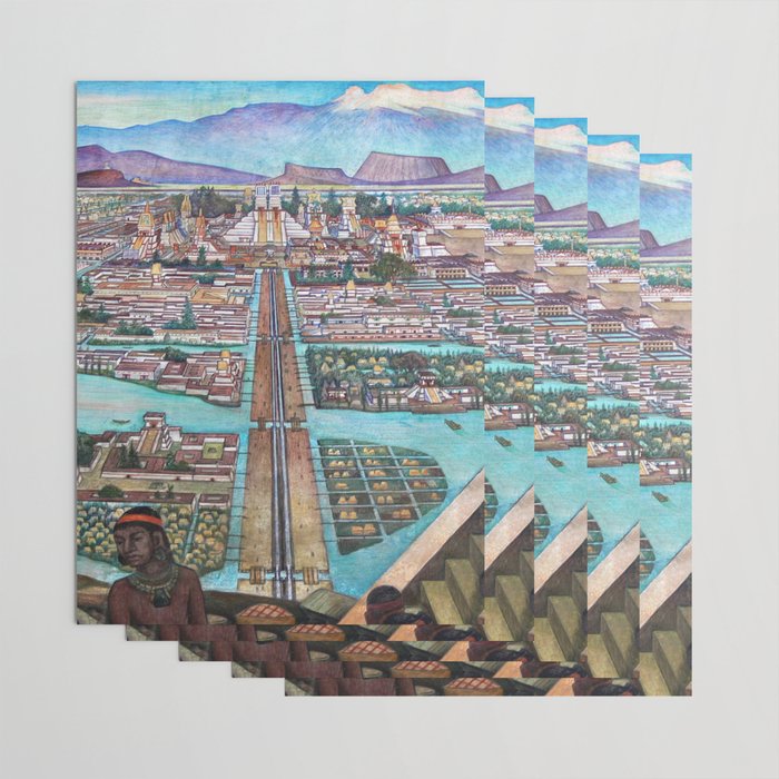 Mural of the Aztec city of Tenochtitlan by Diego Rivera Wrapping Paper Gallery Image 3