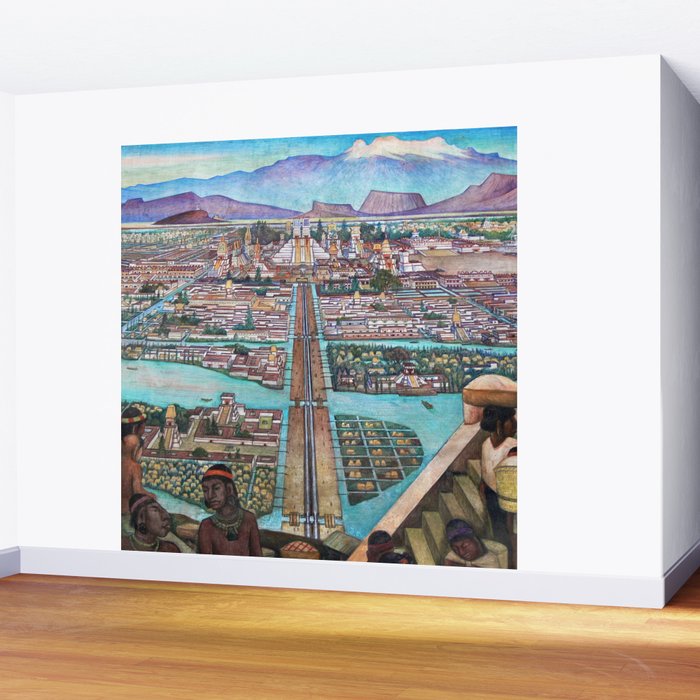Mural of the Aztec city of Tenochtitlan by Diego Rivera Wall Mural Gallery Image 2