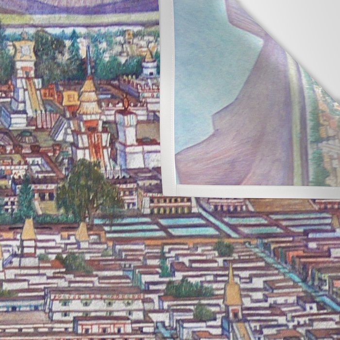 Mural of the Aztec city of Tenochtitlan by Diego Rivera Wall Tapestry Gallery Image 3