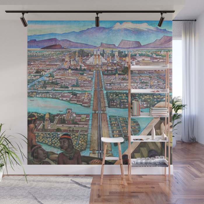 Mural of the Aztec city of Tenochtitlan by Diego Rivera Wall Mural Gallery Image 1