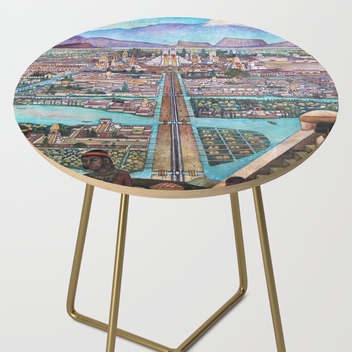 Mural of the Aztec city of Tenochtitlan by Diego Rivera Side Table Gallery Image 2