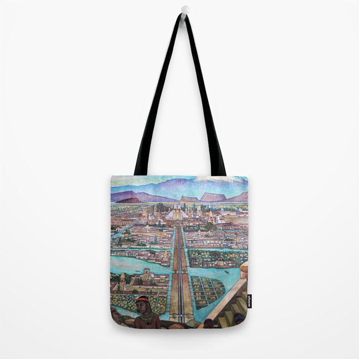 Mural of the Aztec city of Tenochtitlan by Diego Rivera Tote Bag Gallery Image 2