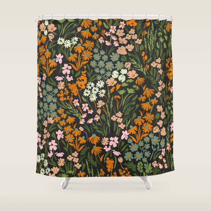 Night in the flowered meadow Shower Curtain Gallery Image 1