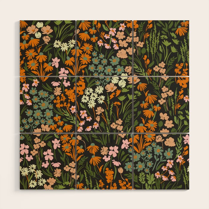 Night in the flowered meadow Wood Wall Art Gallery Image 1